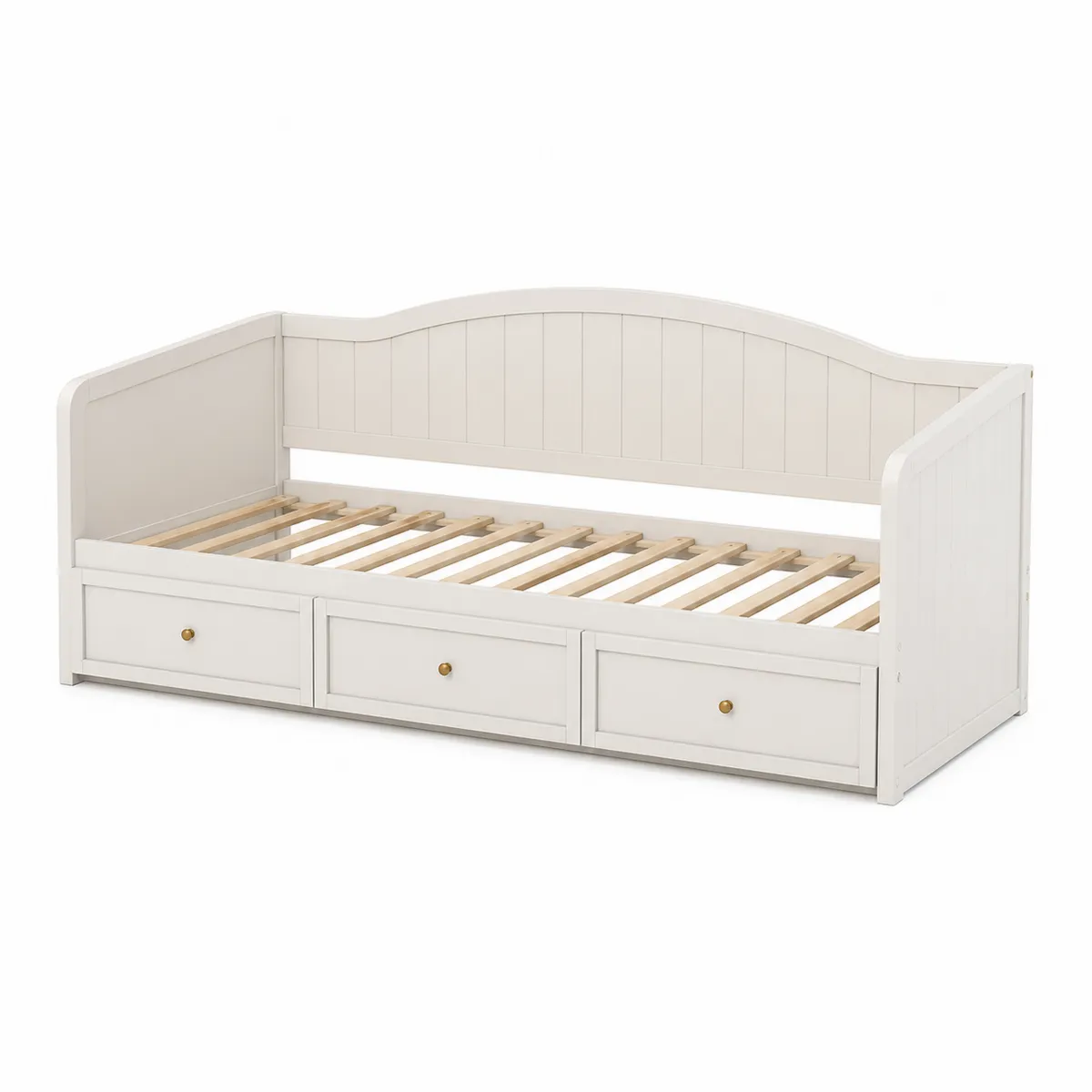 Lit banquette en bois avec tiroirs Blanc 200x90x80 cm-Classicabodee