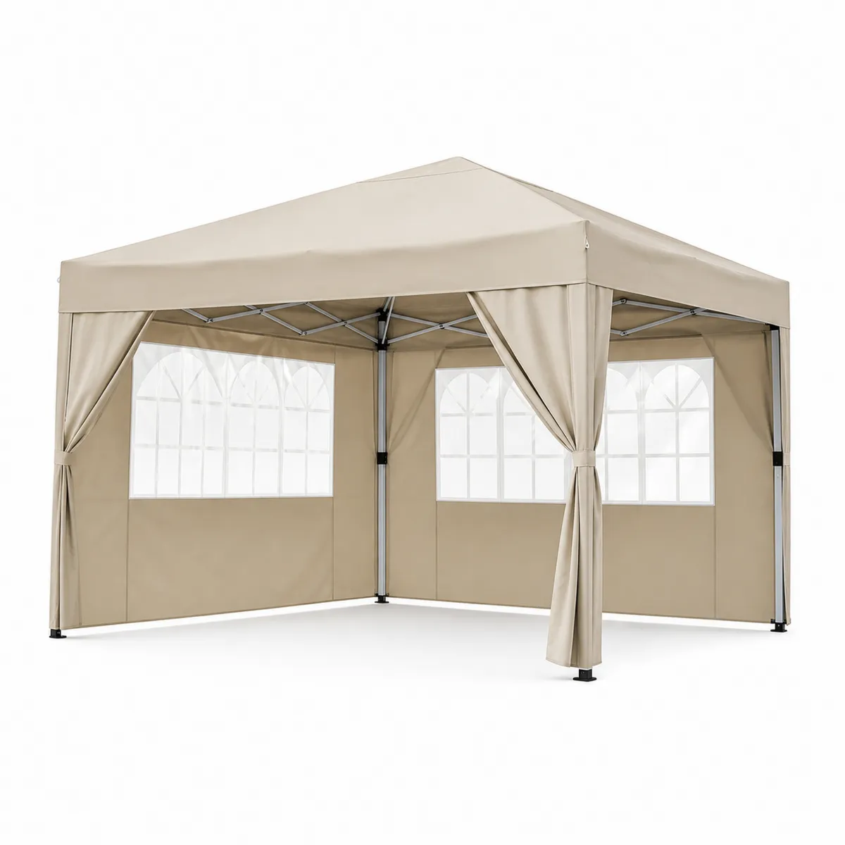 Tente pliante 3x3m Beige en Acier et Polyester-Classicabodee