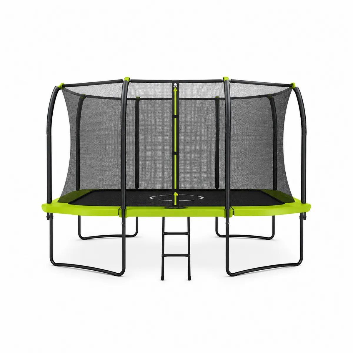 Trampoline rectangulaire avec filet de sécurité en acier et polypropylène 366x183 cm Noir/Vert-Classicabodee