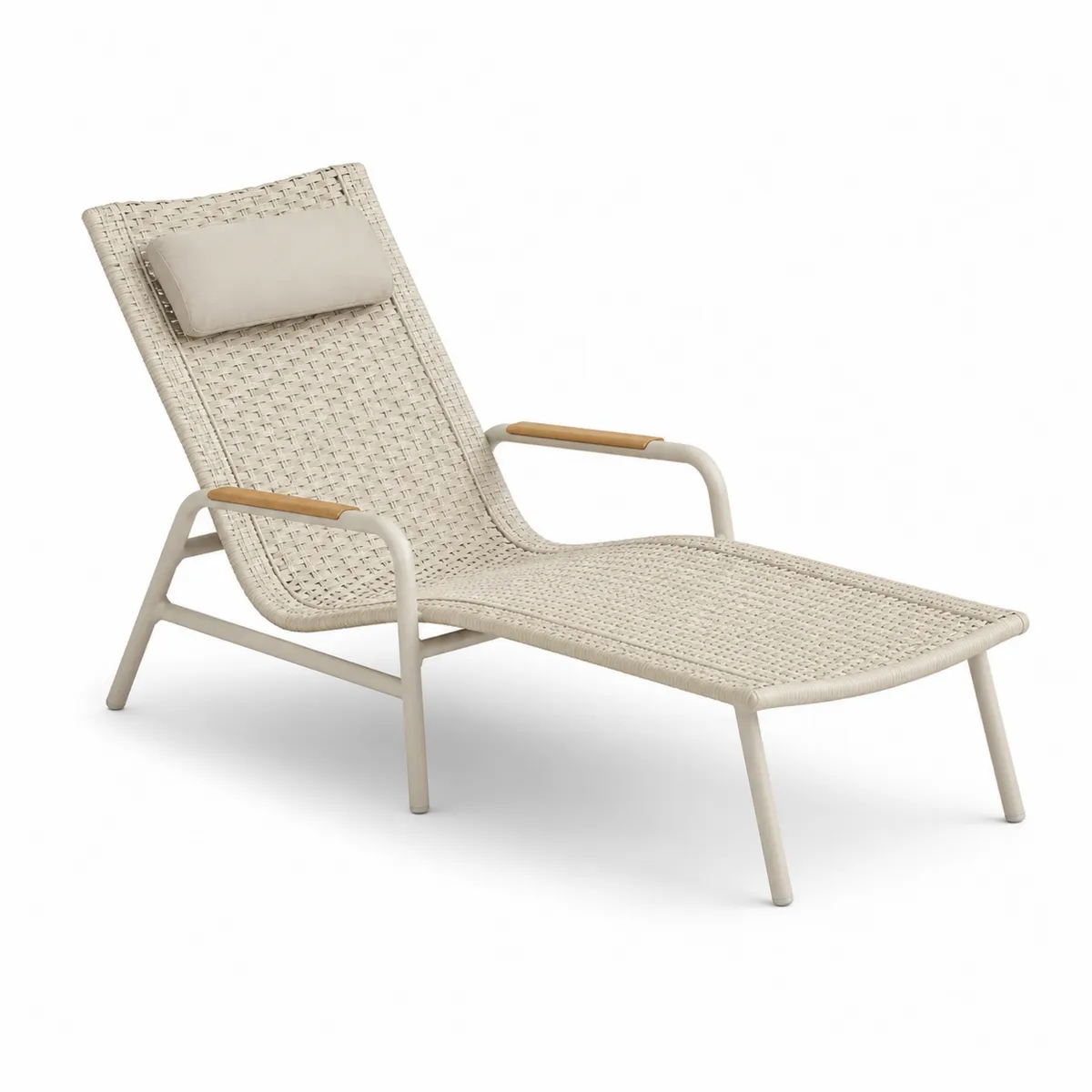 Chaise longue en aluminium et polypropylène Tressé Beige-Classicabodee