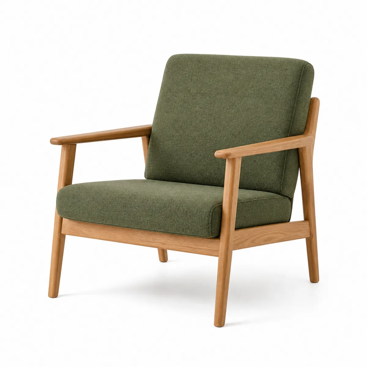 Fauteuil en chêne et tissu polyester Vert 72x82x76cm-Classicabodee