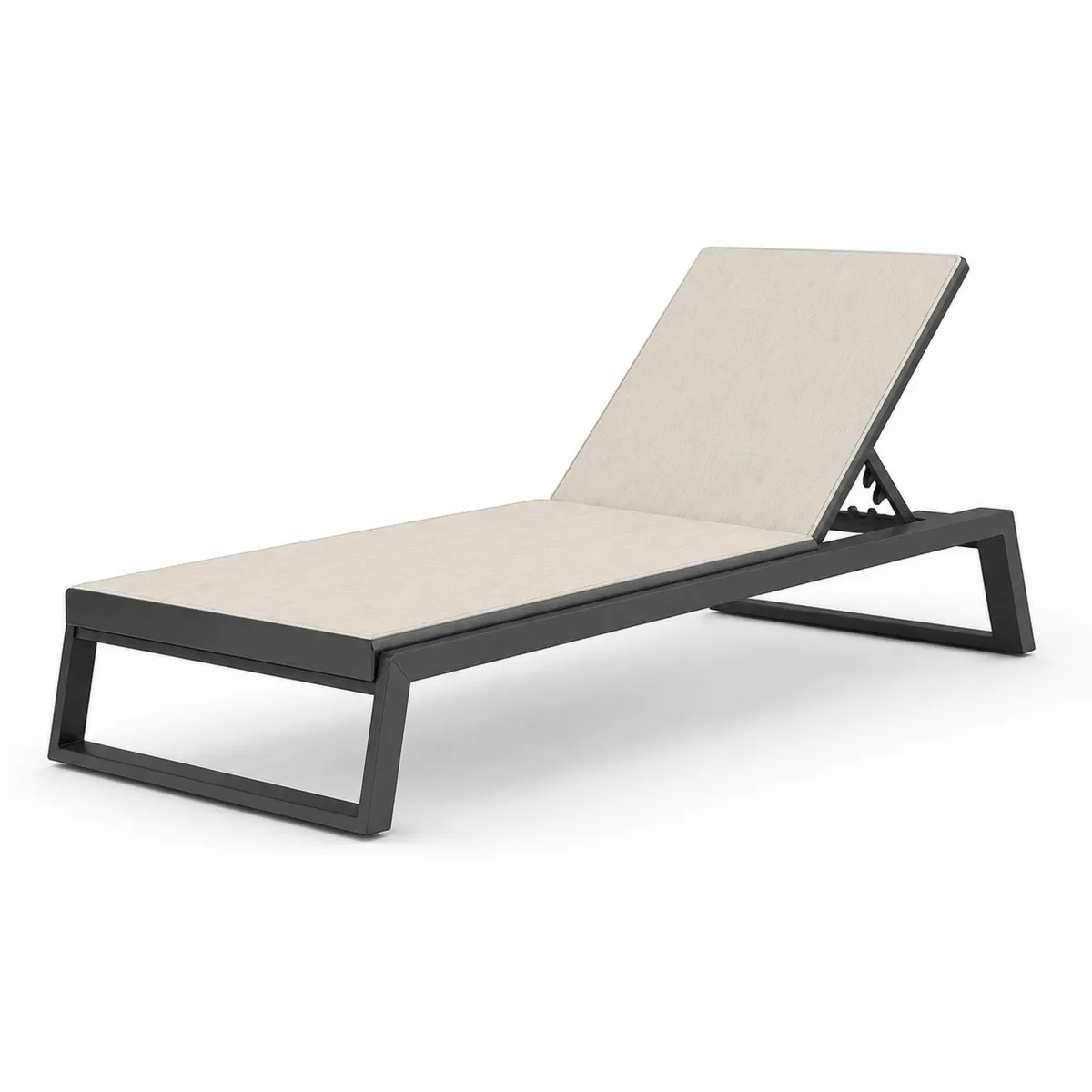 Chaise longue de jardin en aluminium avec coussin beige-Classicabodee