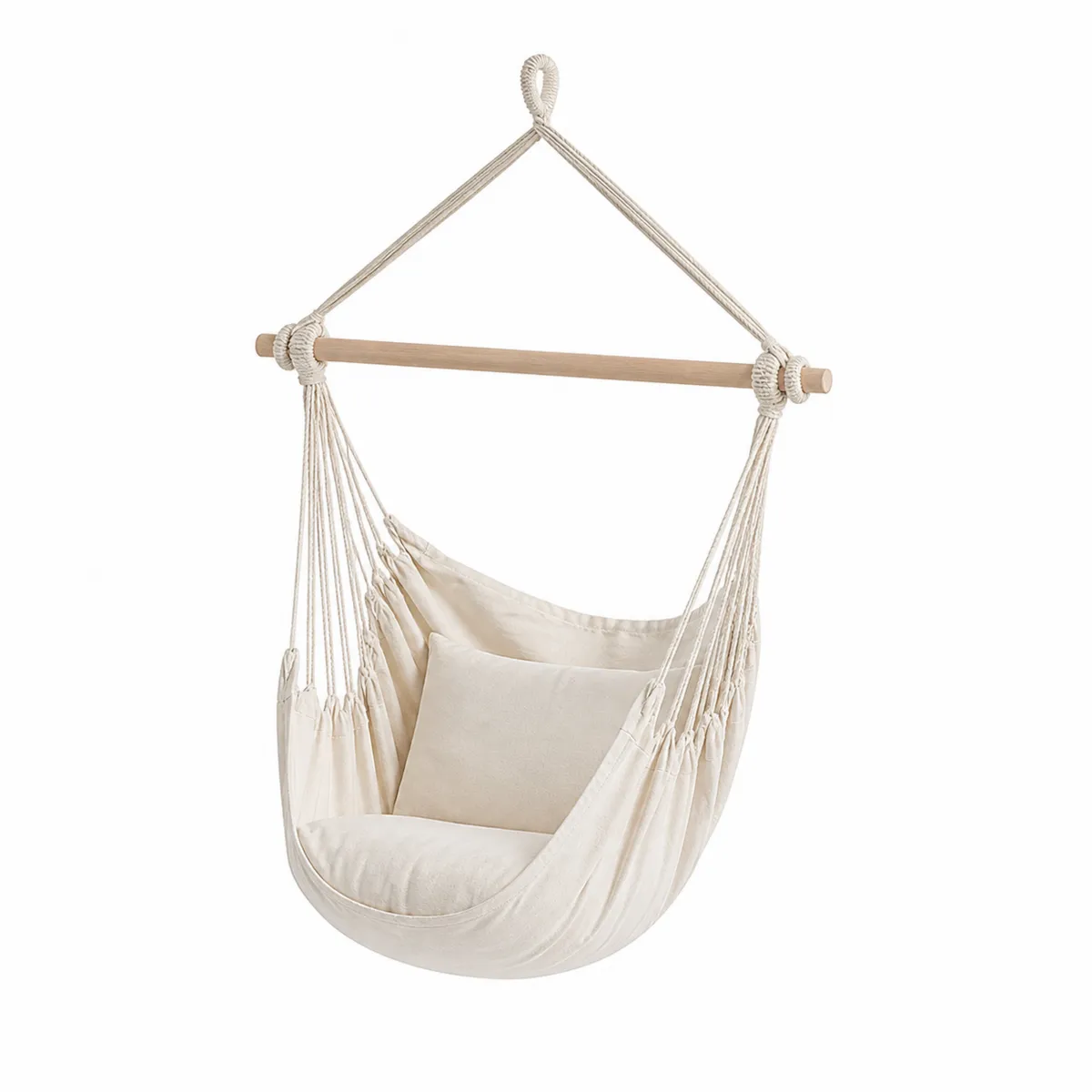 Fauteuil hamac en coton et bois Beige-Classicabodee
