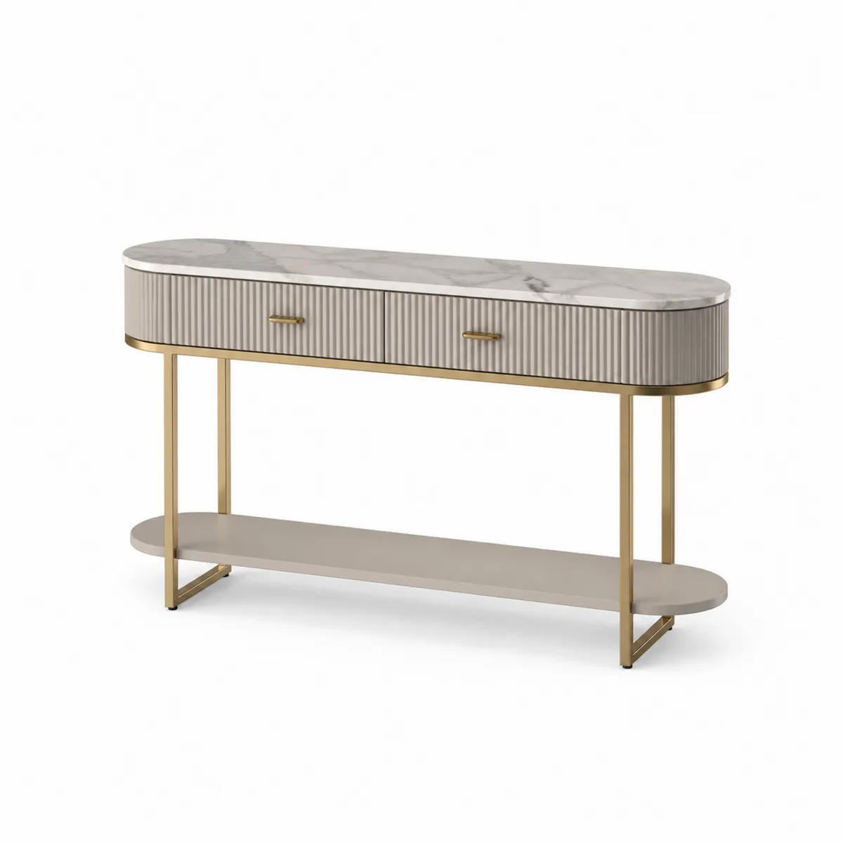 Console en marbre et métal avec étagère et tiroirs-Classicabodee