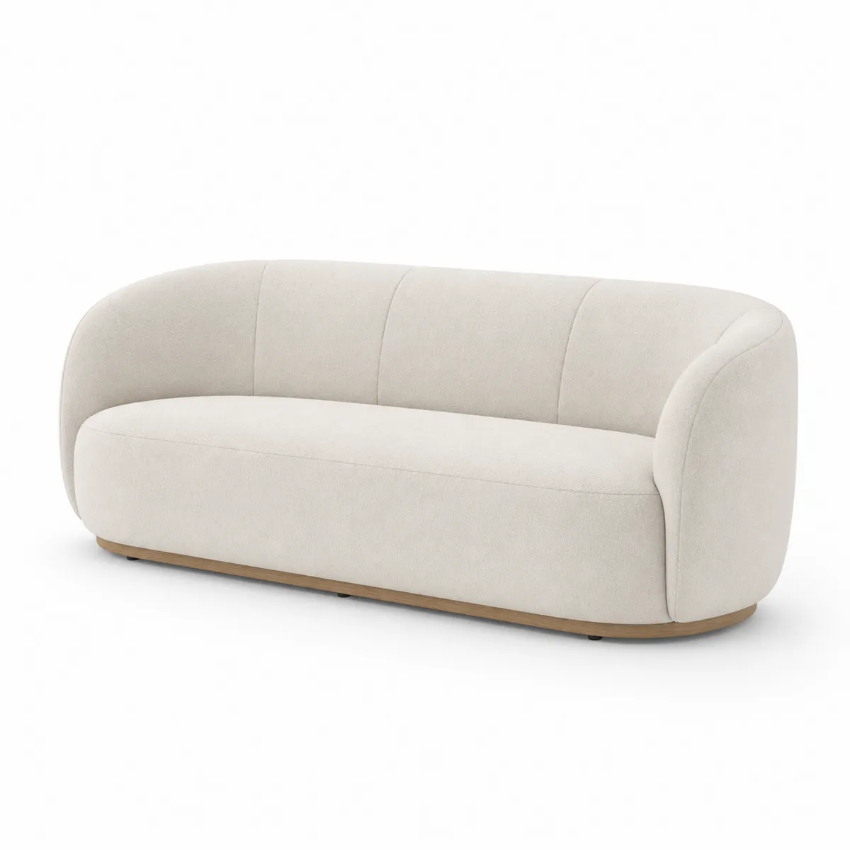 Canapé deux places tissu beige avec base en bois-Classicabodee