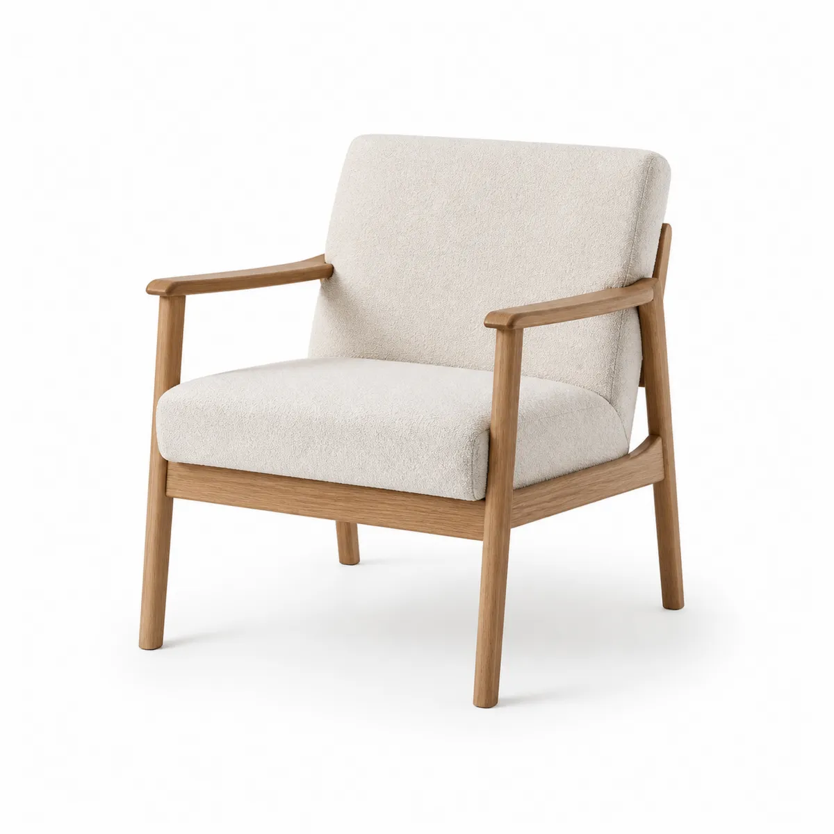 Fauteuil en bois avec tissu beige-Classicabodee