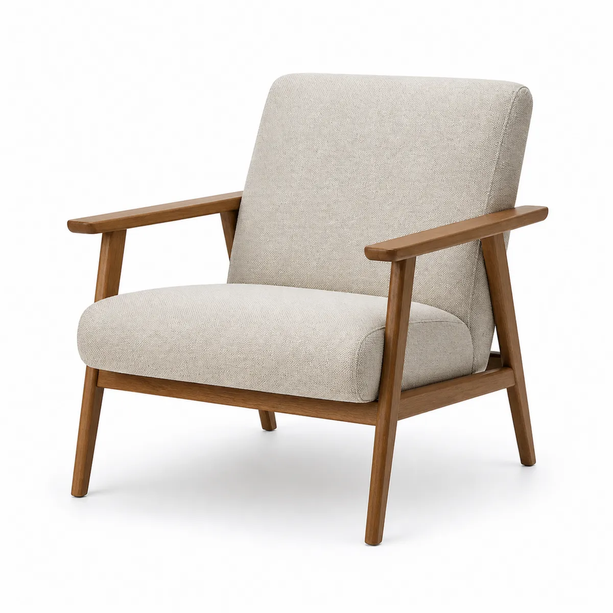 Fauteuil en bois avec tissu polyester beige-Classicabodee