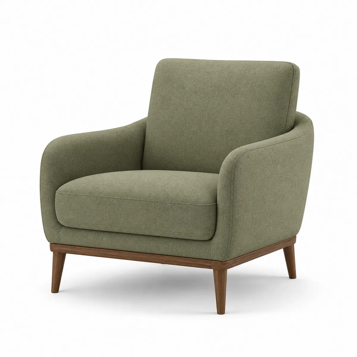 Fauteuil en tissu vert olive avec structure en bois-Classicabodee