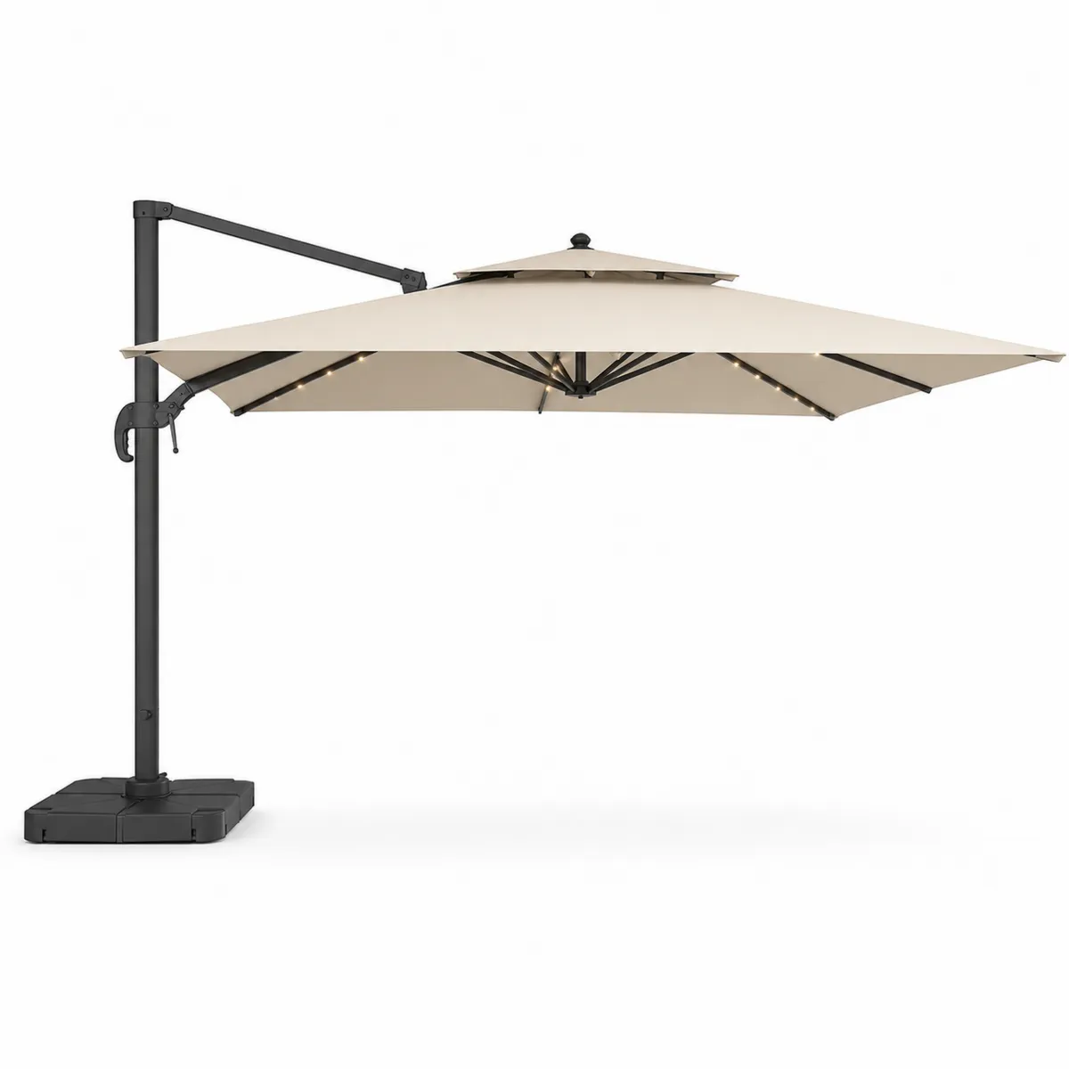 Parasol déporté 300x400 cm en aluminium et polyester beige-Classicabodee