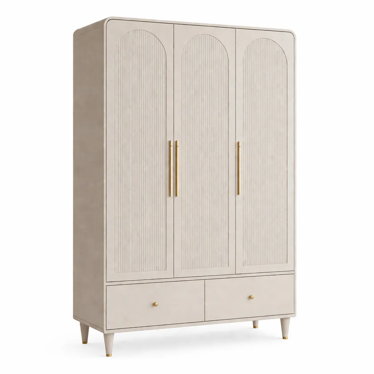 Armoire en bois avec 3 portes et tiroirs Beige-Classicabodee