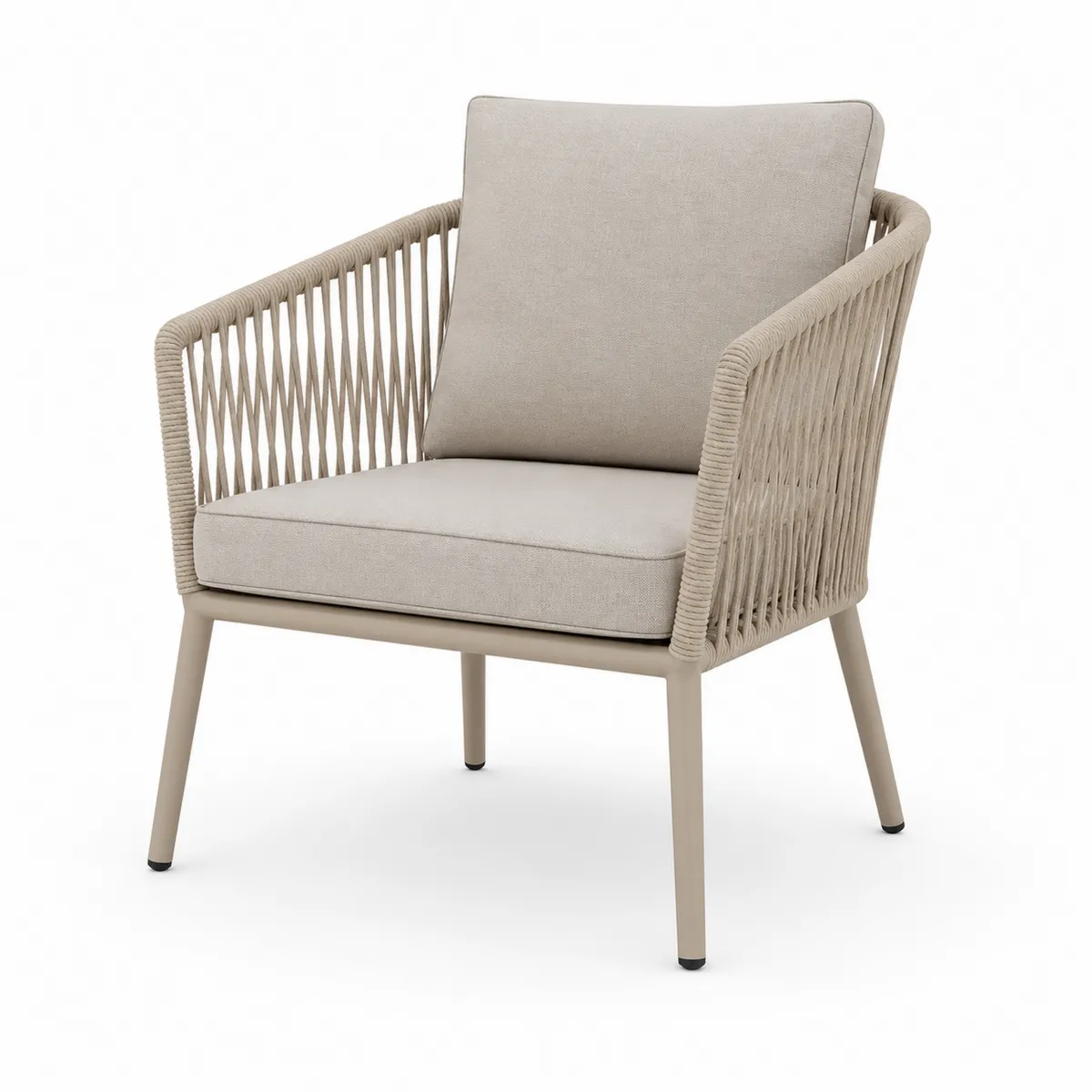 Fauteuil d'extérieur en aluminium et corde beige-Classicabodee