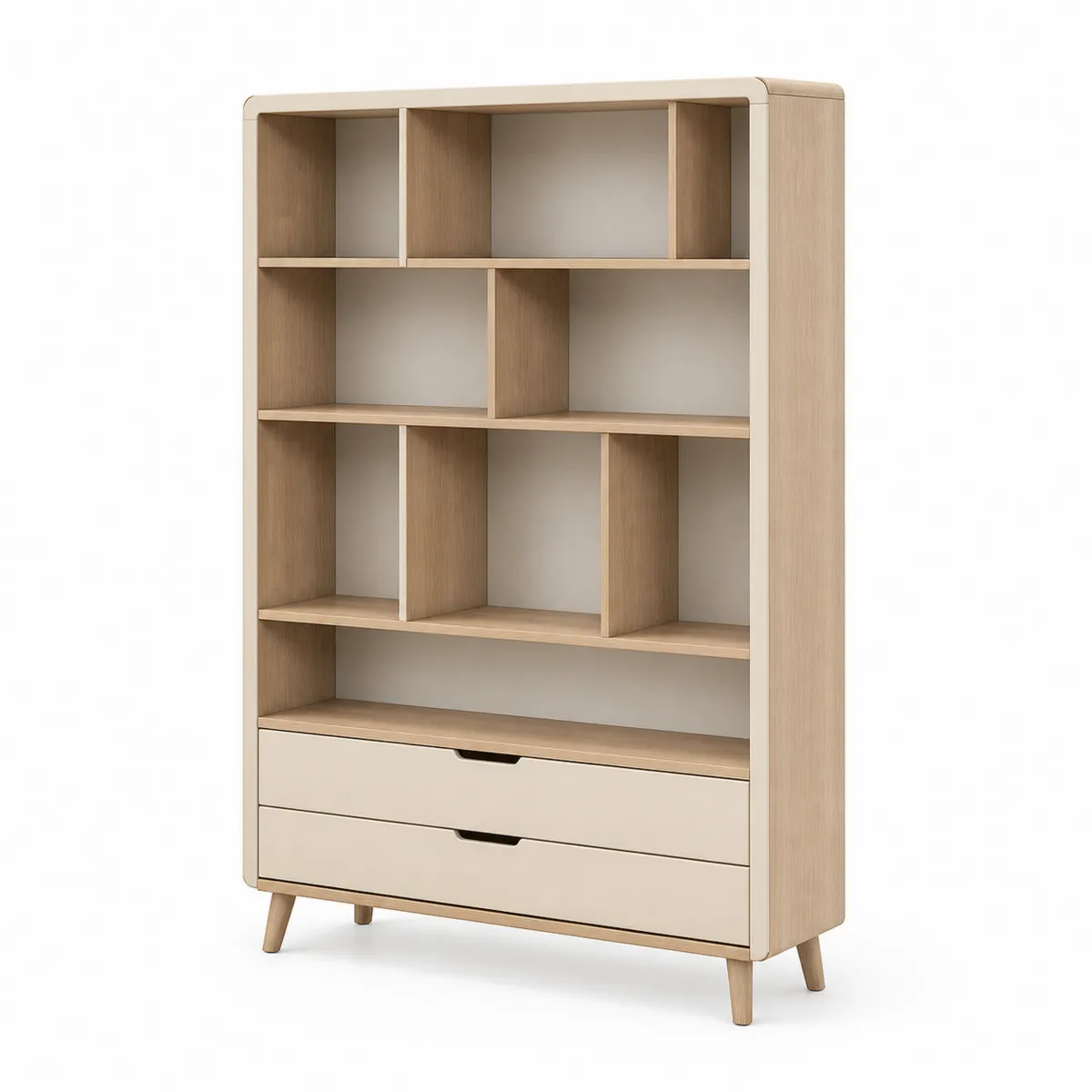 Étagère en bois avec 9 compartiments et 2 tiroirs-Classicabodee