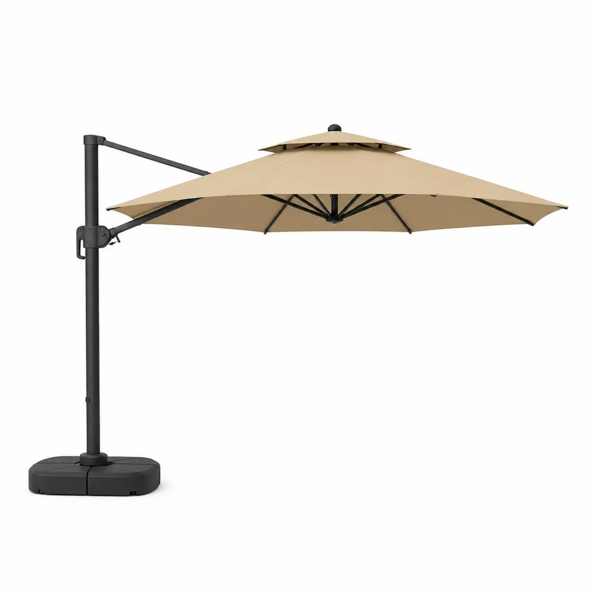 Parasol déporté rond 3m beige en aluminium-Classicabodee