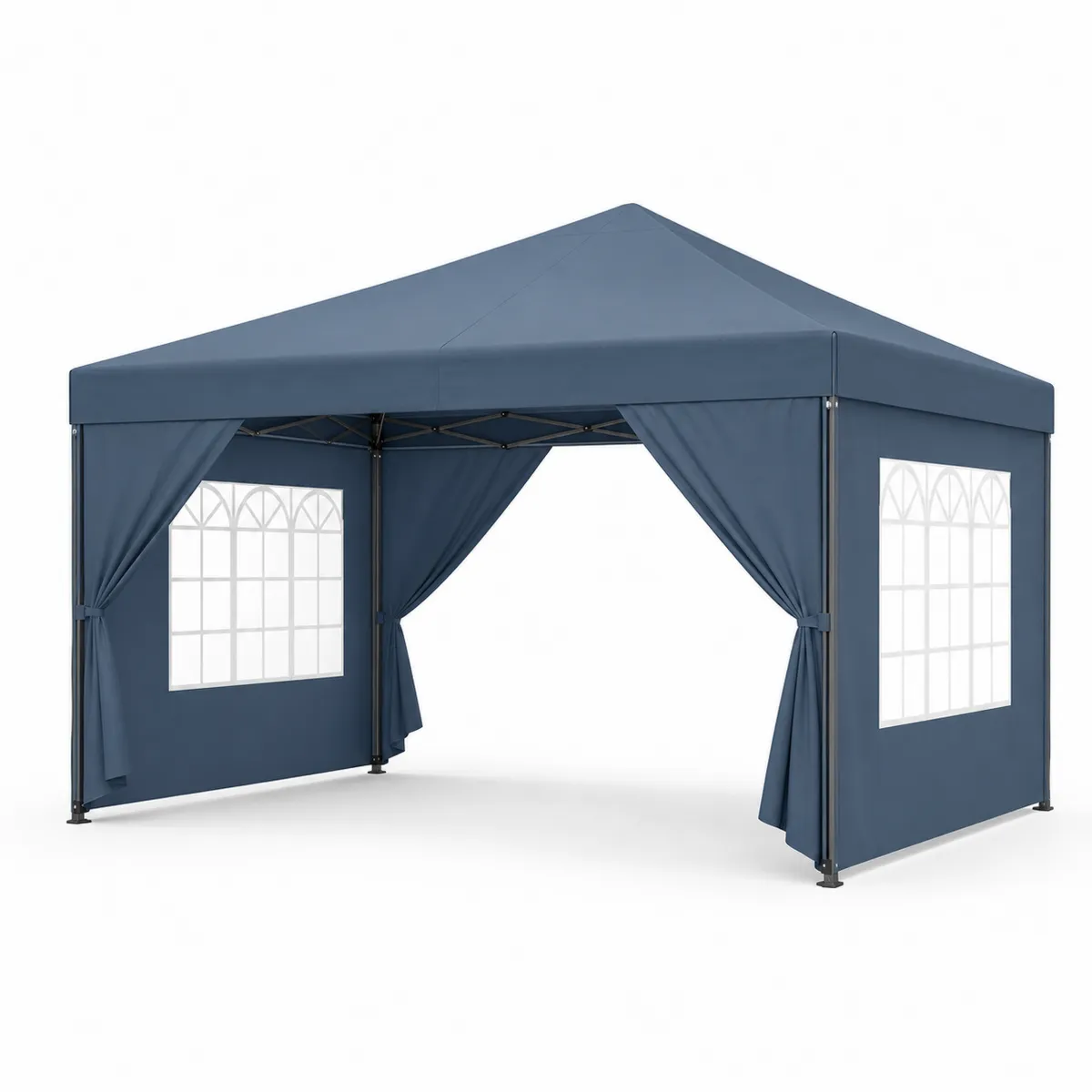 Tente pliante 3x3m en Polyester Oxford Bleu avec Fenêtres-Classicabodee