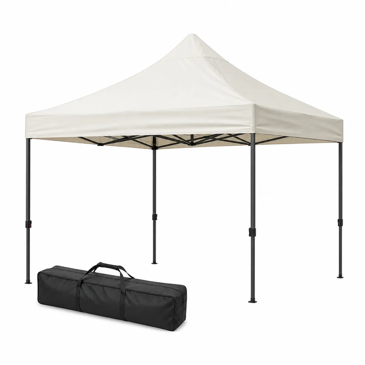 Tente Pliante 3x3m Cadre Acier et Toile Polyester Blanc-Classicabodee