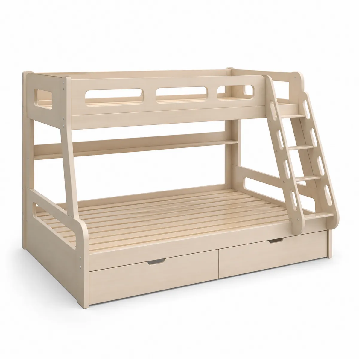 Lit superposé en bois avec échelle et tiroirs 200x140/90 cm-Classicabodee