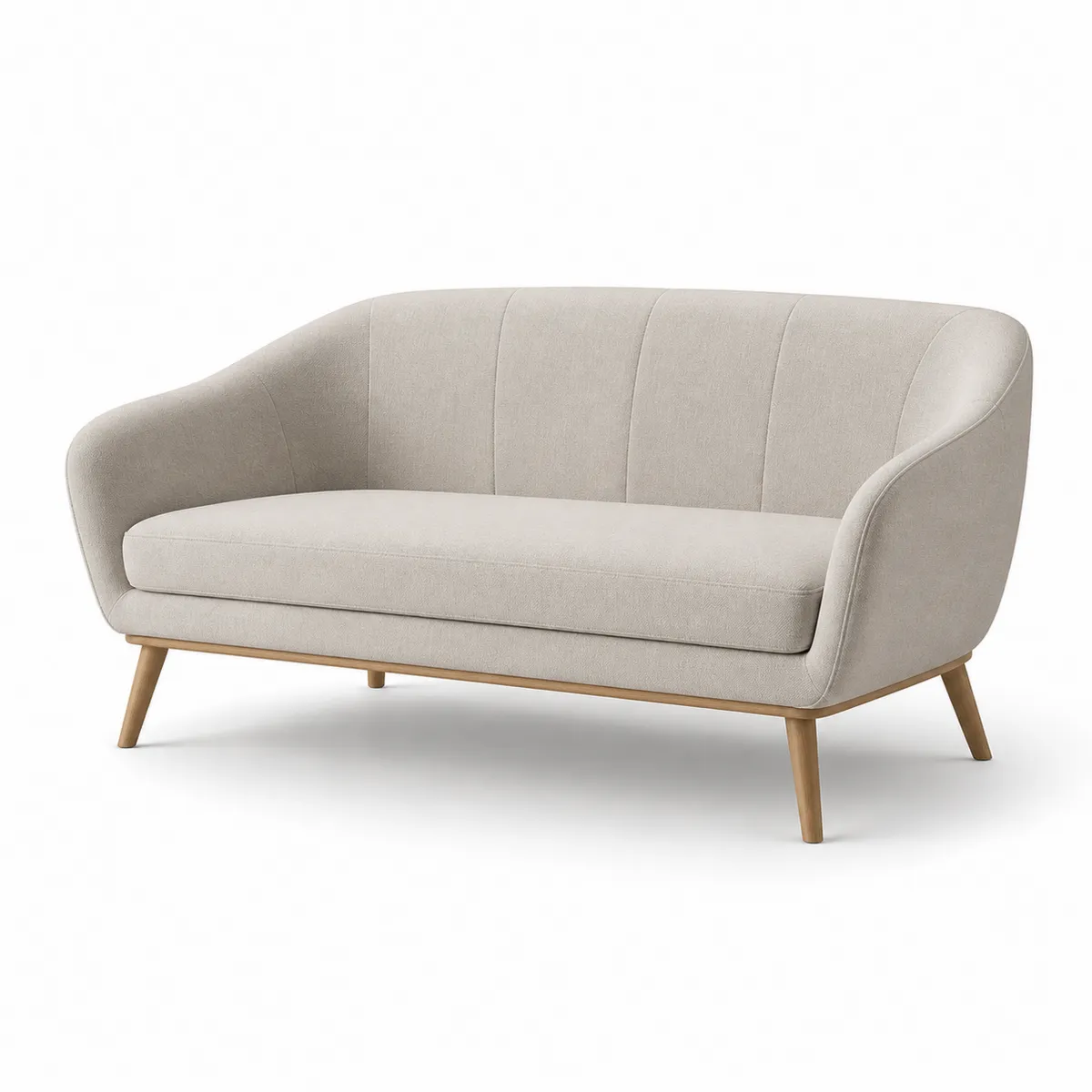 Canapé en bois et tissu polyester beige 150 cm-Classicabodee