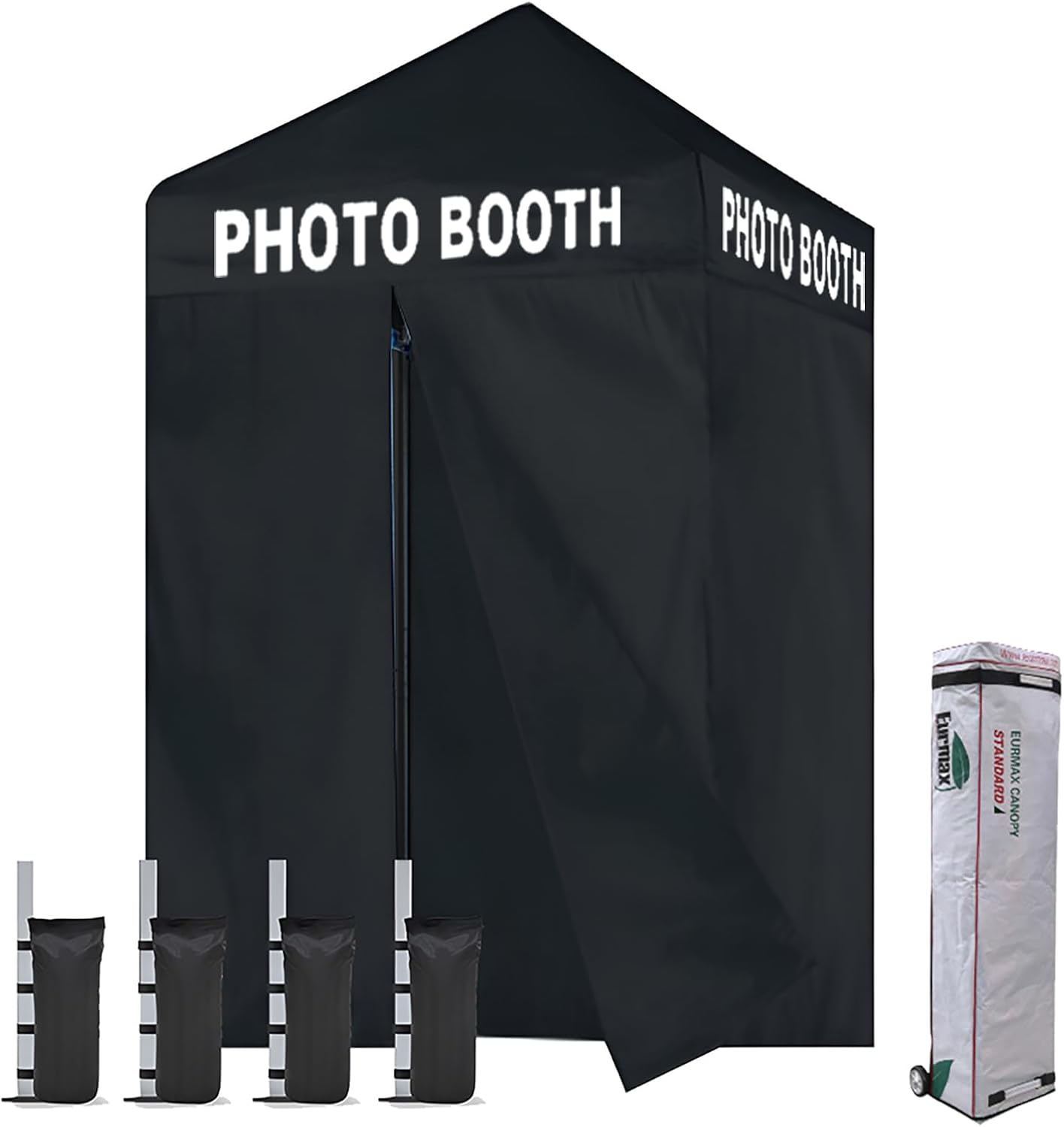 Carpa comercial instantánea con dosel emergente de 8'x8' con 4 paredes laterales extraíbles con cremallera y bolsa con ruedas, además de 4 bolsas de arena adicionales.