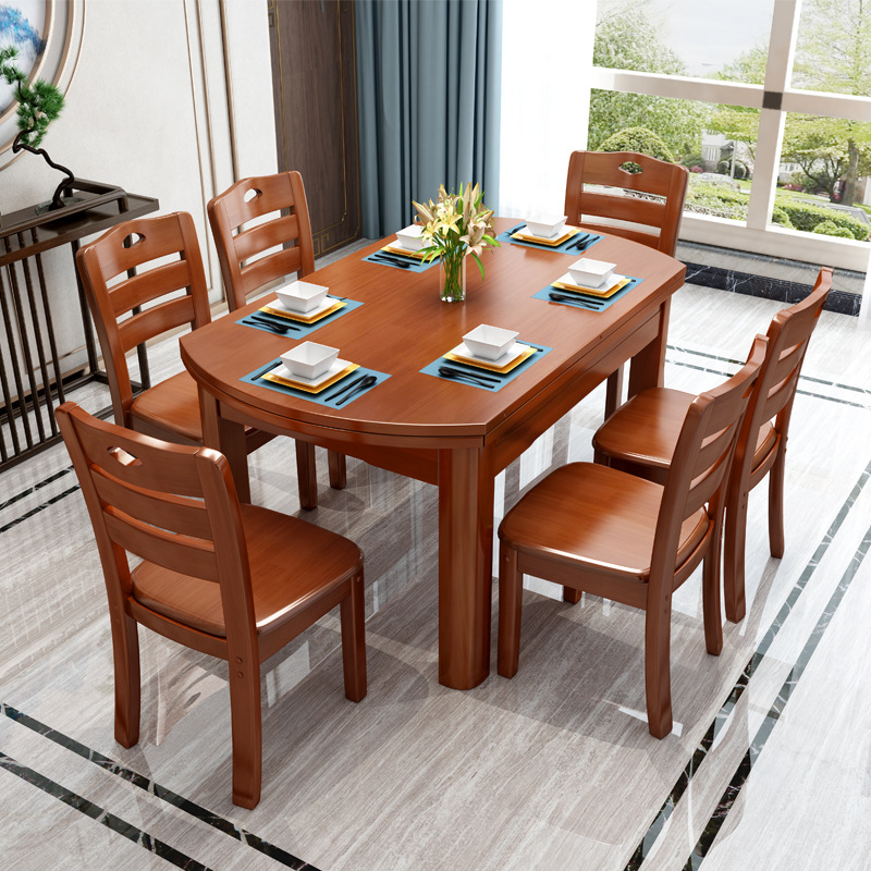 Mesa de comedor cuadrada suspendida de madera maciza, estilo crema retráctil, mesa plegable simple moderna