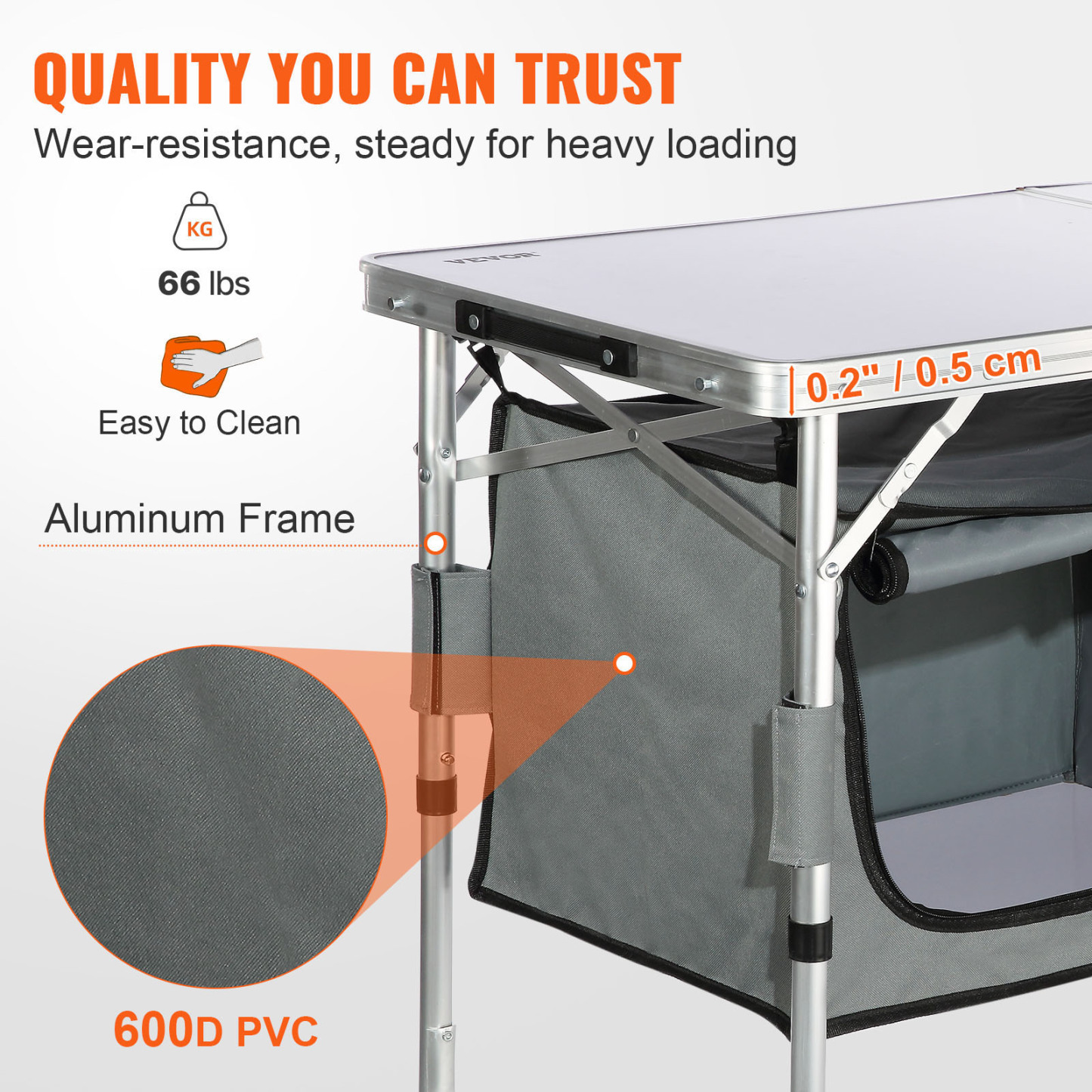 Mesa de cocina para acampar SucceBuy, plegable y de instalación rápida, de MDF, ideal para picnics al aire libre, barbacoas, camping, caravanas y viajes.