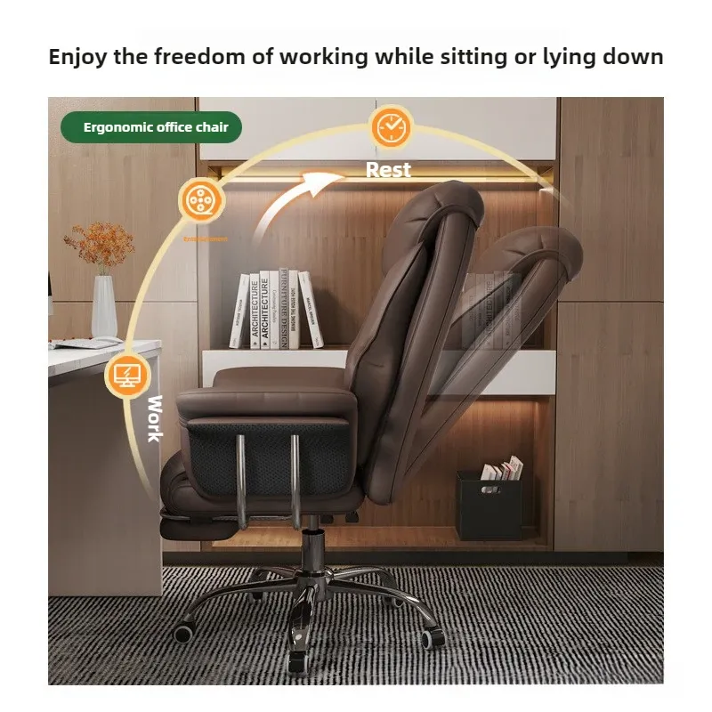 Sillón ejecutivo minimalista — Silla de oficina y ordenador, cómoda para uso sedentario.