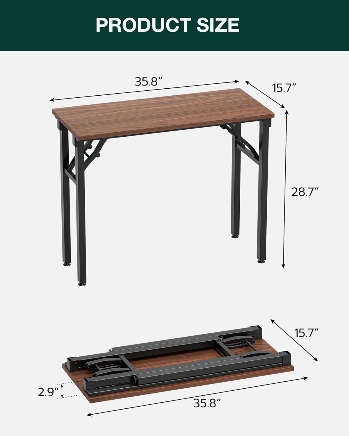 Escritorio plegable portátil para computadora — 35,8 pulgadas