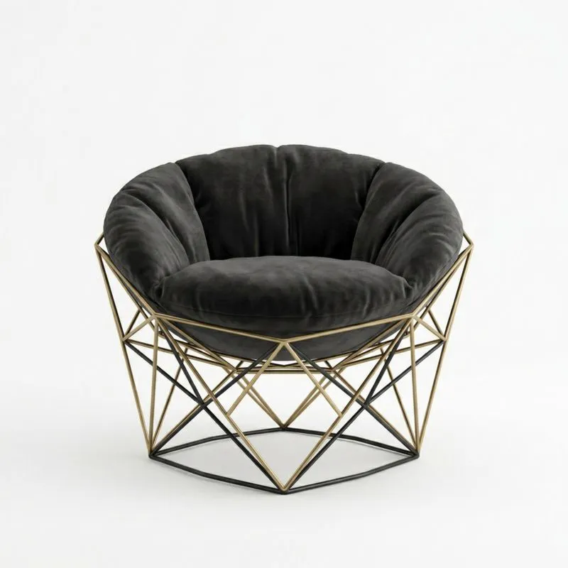 Sillón de Terciopelo con Estructura de Metal-seltrivaria
