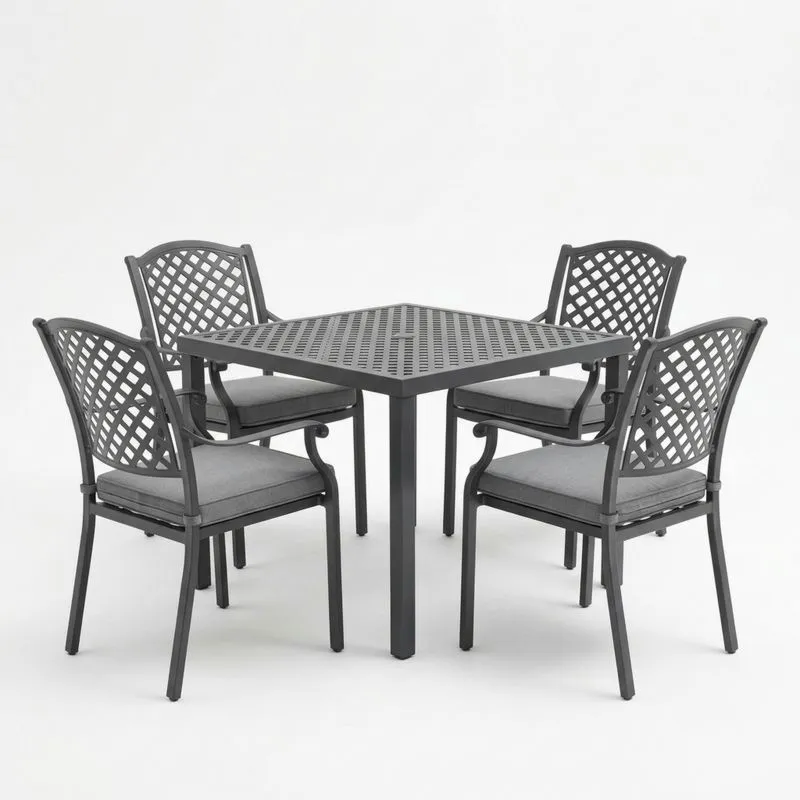 Conjunto de Mesa y 4 Sillas de Aluminio Gris-seltrivaria