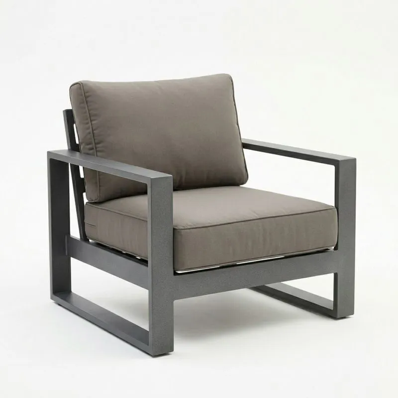 Sillón de Aluminio para Exterior con Cojines de Poliéster Gris-seltrivaria