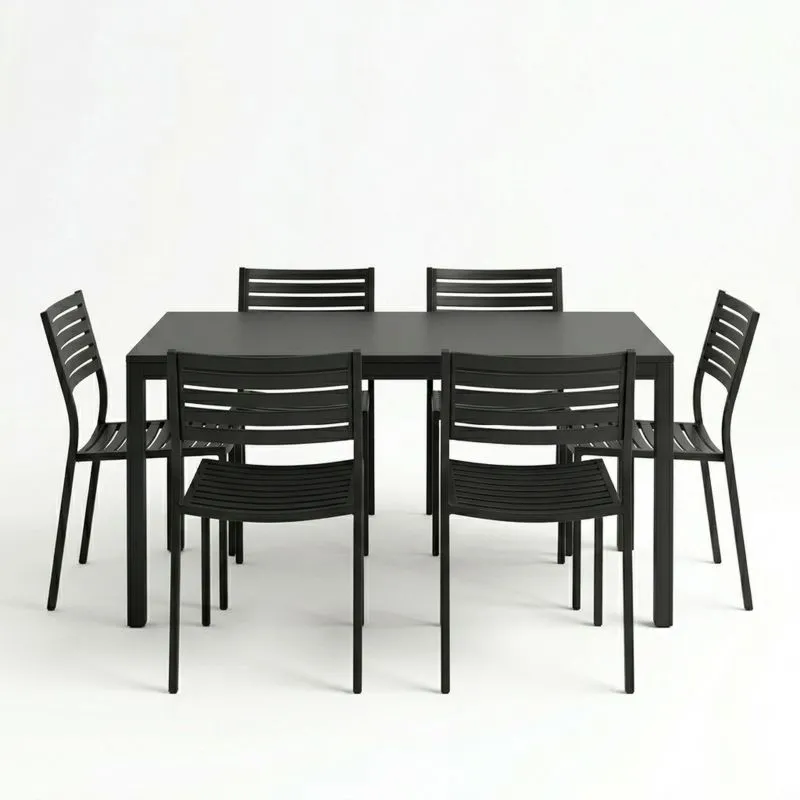 Conjunto de comedor de acero con 6 sillas-seltrivaria