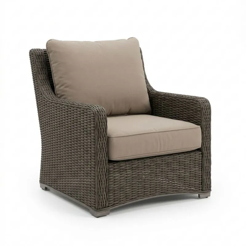 Sillón de Ratán Sintético Marrón con Cojines Beige-seltrivaria