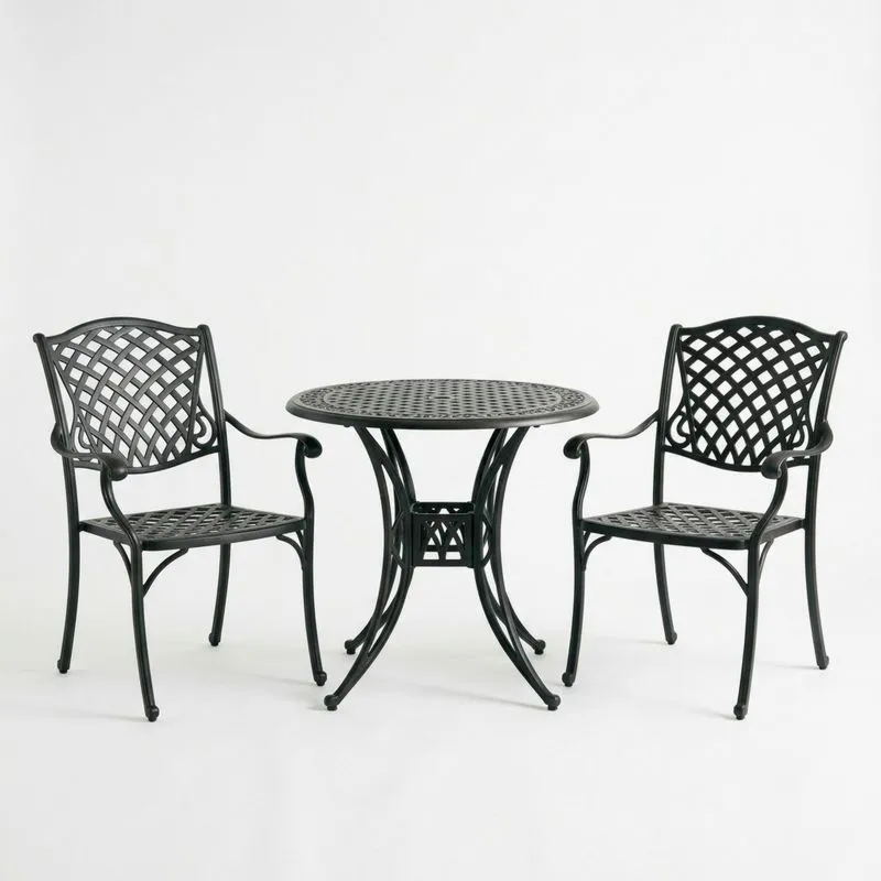 Conjunto de Mesa y Sillas de Aluminio Negro-seltrivaria