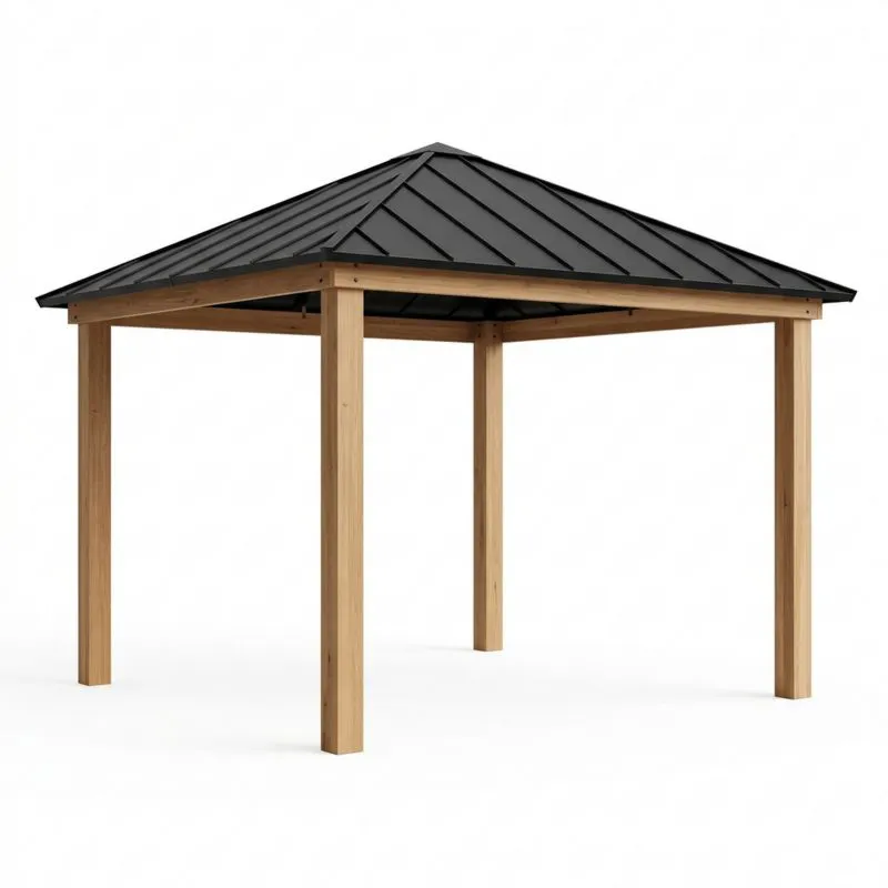 Pérgola de Madera y Acero Galvanizado Negro 300x300 cm-seltrivaria