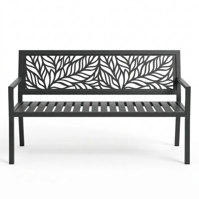 Banco de metal con respaldo decorativo 126x60x85cm-seltrivaria