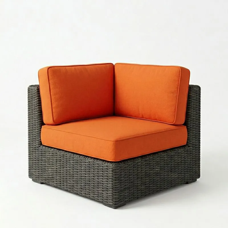 Sillón de Esquina para Exterior de Ratán Sintético con Cojines Naranjas-seltrivaria