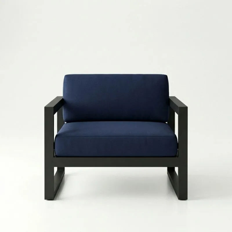 Sillón de Metal con Tapizado de Poliéster Azul Oscuro-seltrivaria