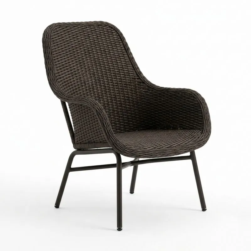 Silla de Ratán Sintético y Metal Marrón-seltrivaria
