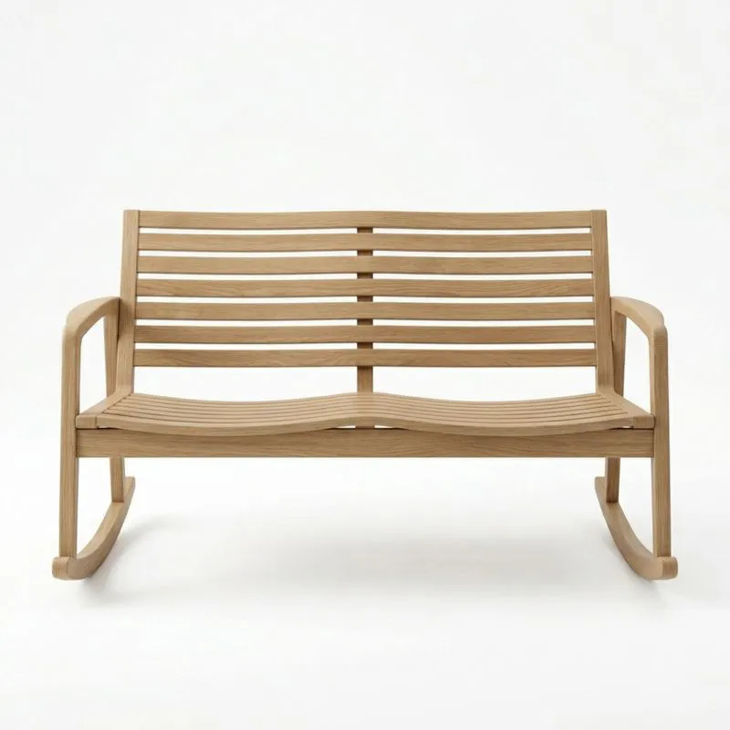 Silla mecedora de madera maciza de roble color marrón, 120 cm-seltrivaria