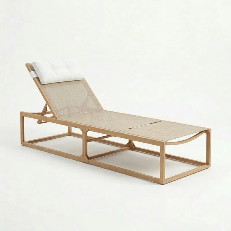 Tumbona de 200 cm de madera y tela color beige-seltrivaria