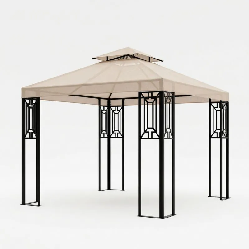 Pérgola de Jardín de Acero y Poliéster Beige 300 cm-seltrivaria