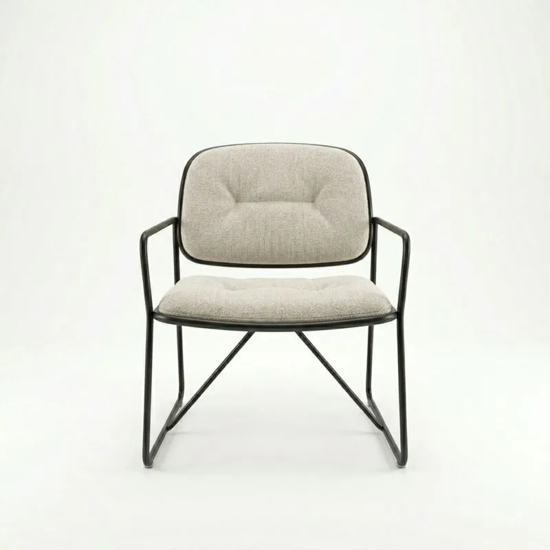 Silla de Metal con Asiento de Tela de Poliéster Gris y Negro-seltrivaria