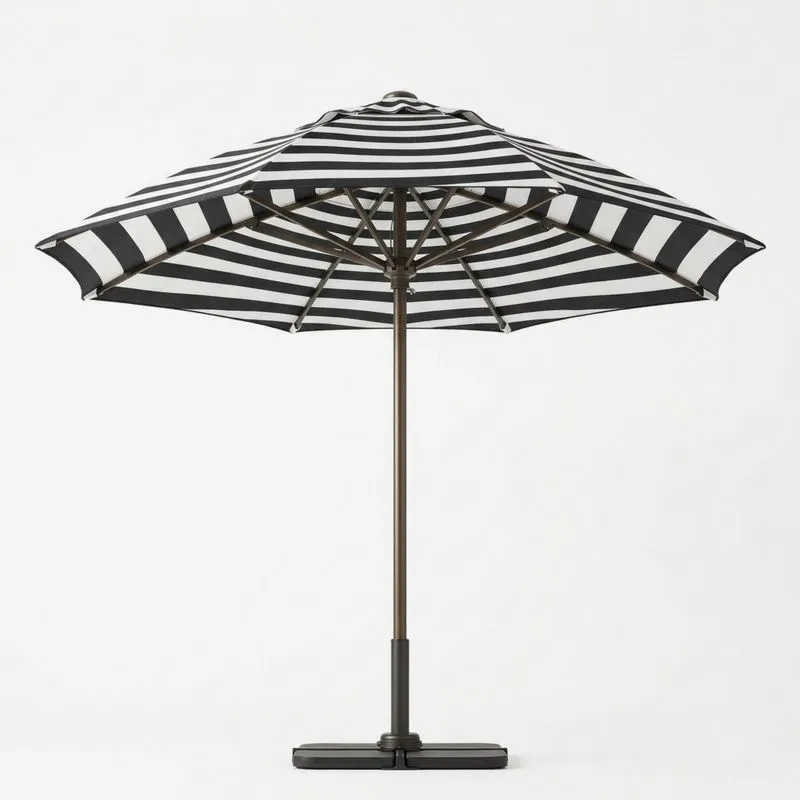 Sombrilla de Exterior Rayas Negro y Blanco Aluminio y Poliéster-seltrivaria