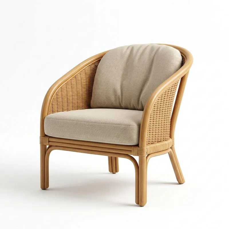 Sillón de ratán con cojín de algodón-seltrivaria