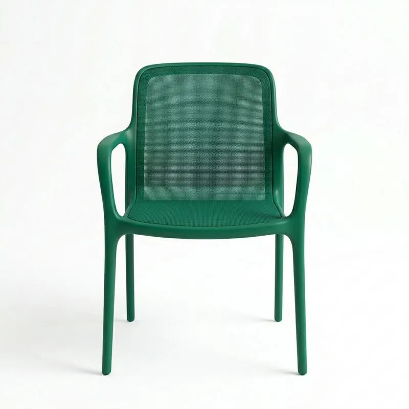 Silla de Plástico Verde con Respaldo de Malla-seltrivaria