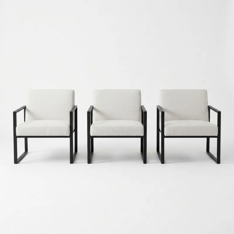 Conjunto de Sillones de Metal y Tela Beige-seltrivaria