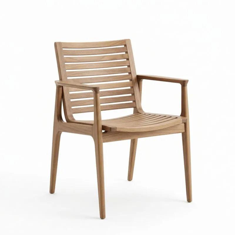 Silla de Madera de Teca con Brazos 60x55x85 cm-seltrivaria