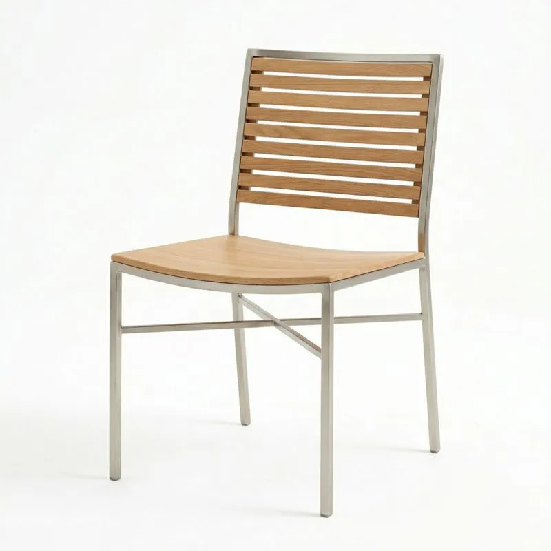Silla de Madera de Roble y Acero Inoxidable-seltrivaria