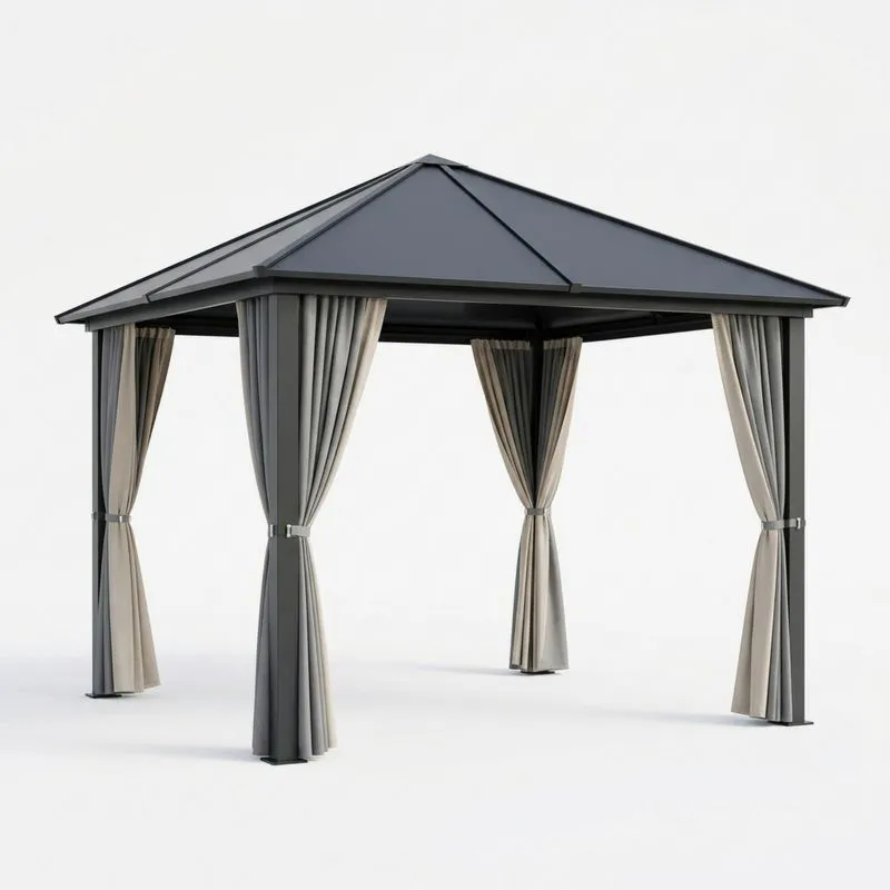 Pérgola de Aluminio con Cortinas de Poliéster-seltrivaria
