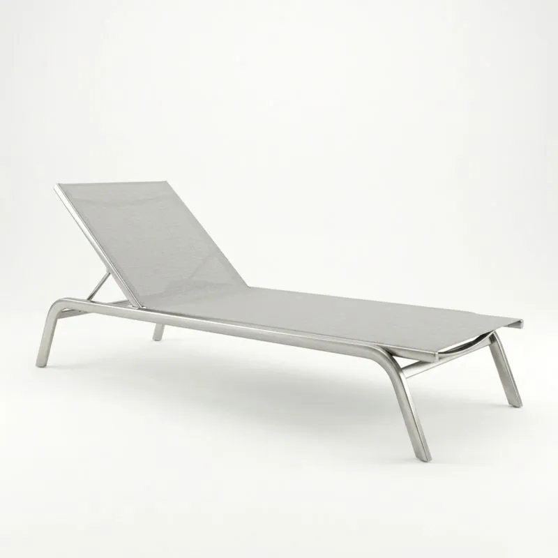 Tumbona de Metal y Tela Textilene Gris 200cm-seltrivaria