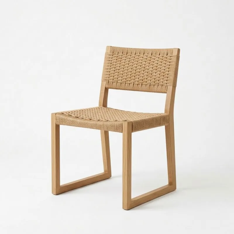 Silla de Madera de Teca y Cuerda Tejida-seltrivaria